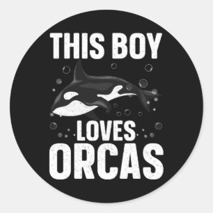 Cool Orca Design For Boys Kids Men Sea Orca Whale  Classic Round Sticker