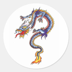 Cool Oriental Blue Water Dragon style sticker