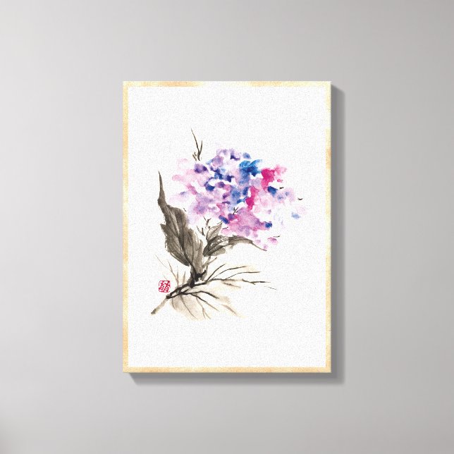 Cool oriental chinese classic watercolor flowers canvas print (Front)