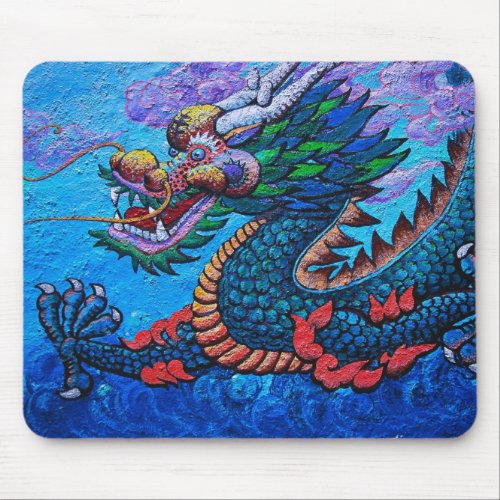 Cool oriental chinese oil colorful dragon paint mouse pad