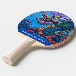 Cool oriental chinese oil colourful dragon paint ping pong paddle