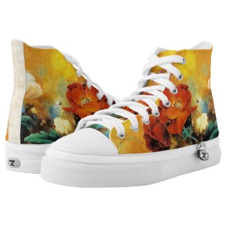 Cool oriental chinese red poppy flower watercolor High-Top sneakers