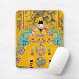 Cool oriental classic chinese woodcut emperor art mouse pad