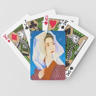 Cool oriental classic japanese lady with tissue bicycle playing cards