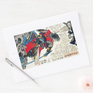 Cool oriental classic japanese samurai warrior art rectangular sticker