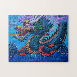 Cool oriental colourful dragon oil painting art jigsaw puzzle
