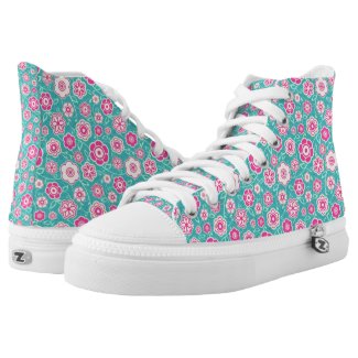 Cool oriental floral pink flower ornament pattern High-Top sneakers