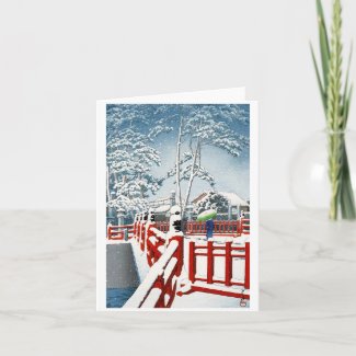 Cool oriental Hasui Kawase winter scenery art Holiday Card