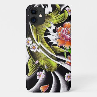 Cool oriental japanese black ink lucky koi fish Case-Mate iPhone case