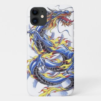 Cool Oriental Japanese Blue Dragon tatttoo Case-Mate iPhone Case