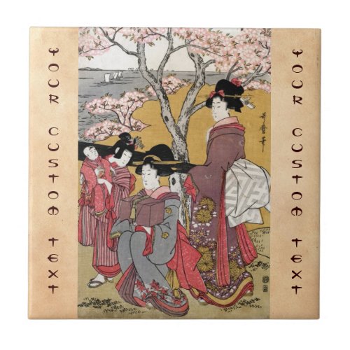 Cool oriental japanese classic geisha lady art ceramic tile