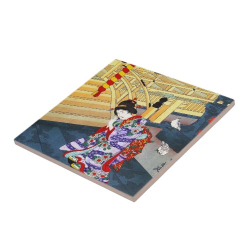 Cool oriental japanese classic geisha lady art ceramic tile