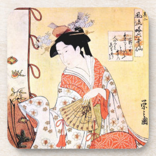 Cool oriental japanese classic geisha lady art coo drink coaster