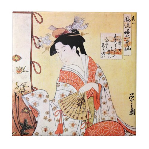 Cool oriental japanese classic geisha lady art coo tile