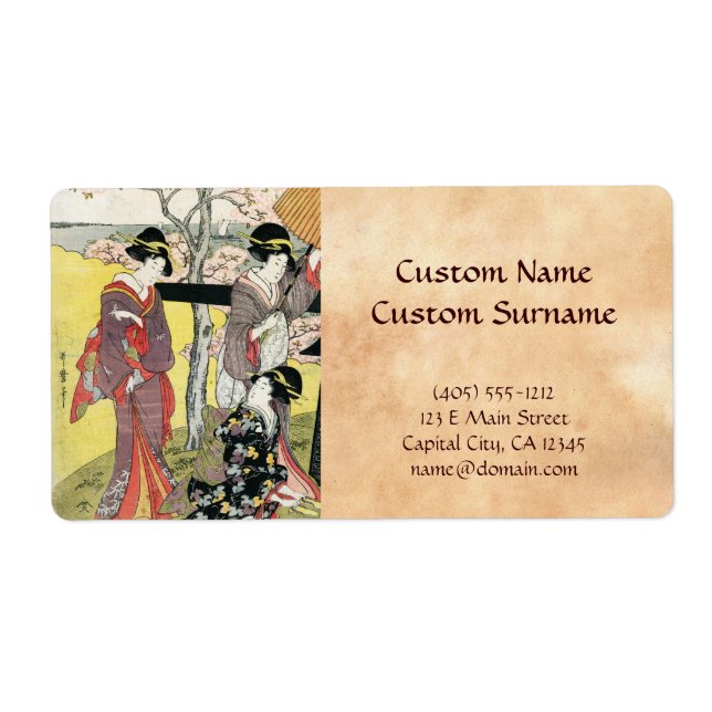 Cool oriental japanese classic geisha lady art label (Front)