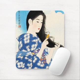 Cool oriental japanese classic geisha lady art mouse pad