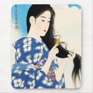 Cool oriental japanese classic geisha lady art mouse pad