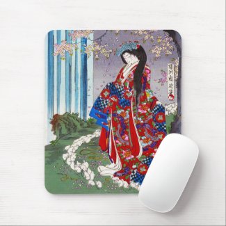 Cool oriental japanese classic geisha lady art mouse pad