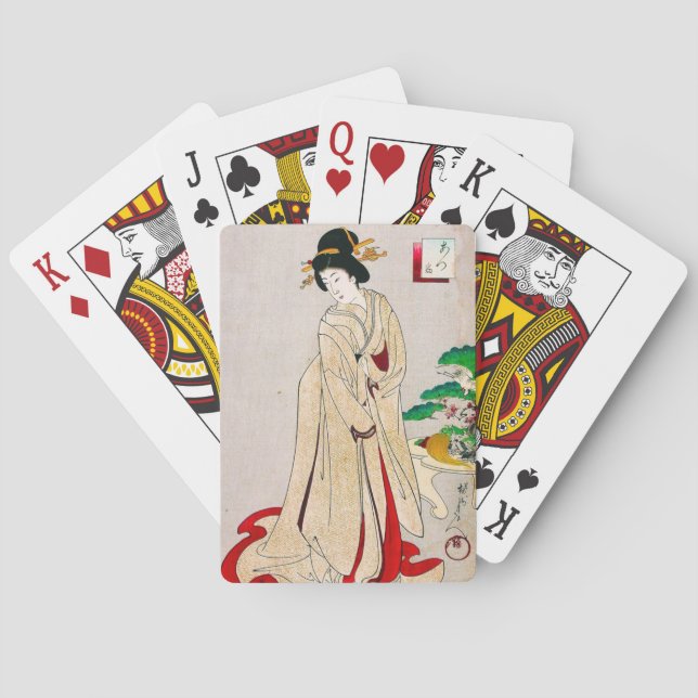 Cool oriental japanese classic geisha lady art poker cards (Back)