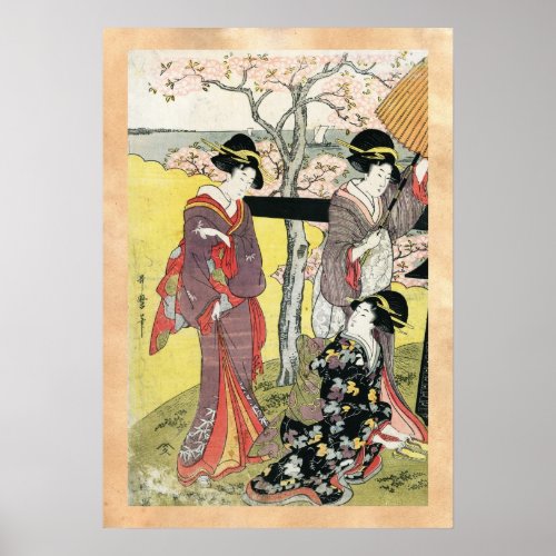 Cool oriental japanese classic geisha lady art poster