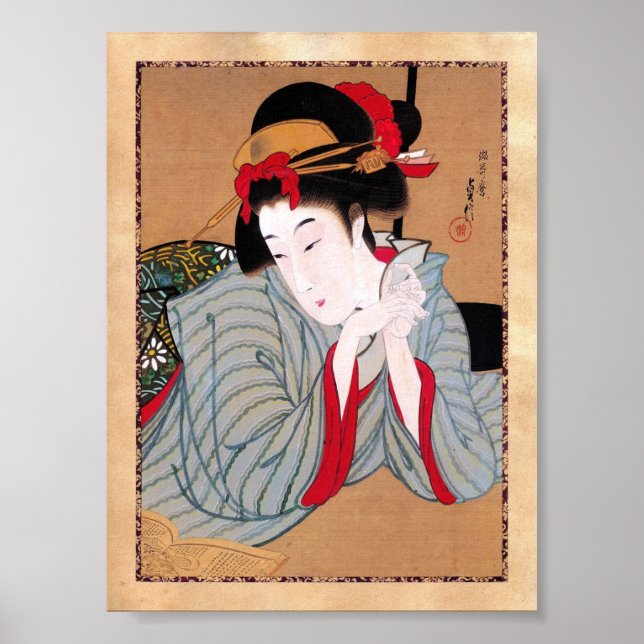 Cool oriental japanese classic geisha lady art poster (Front)