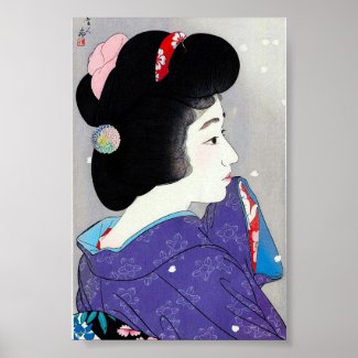 Cool oriental japanese classic geisha lady art poster