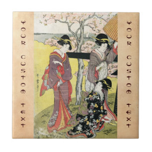 Cool oriental japanese classic geisha lady art tile