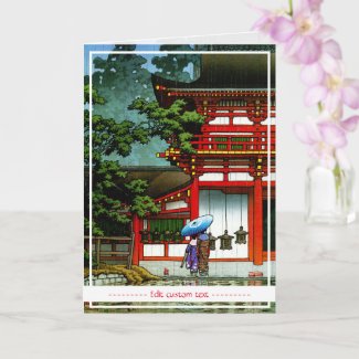 Cool oriental japanese classic Kasuga rain shrine Card