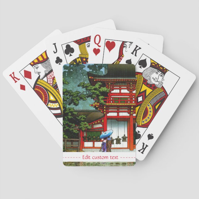 Cool oriental japanese classic Kasuga rain shrine Poker Cards (Back)