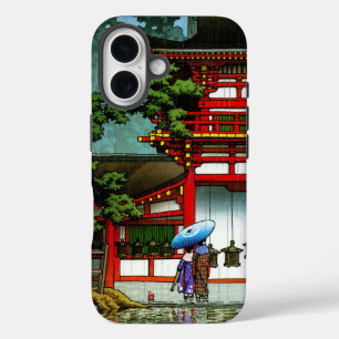 Cool oriental japanese classic temple rain art iPhone 16 case