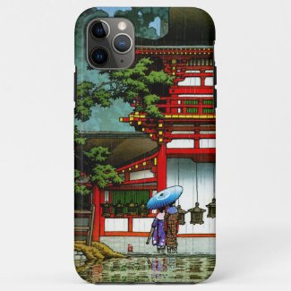 Cool oriental japanese classic temple rain art Case-Mate iPhone case