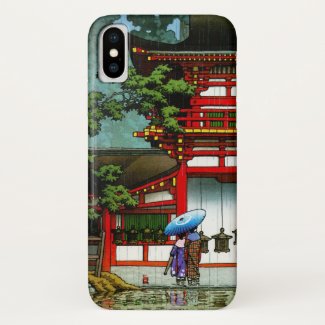 Cool oriental japanese classic temple rain art iPhone x case