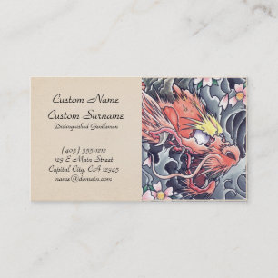 Cool oriental japanese dragon god tattoo business card