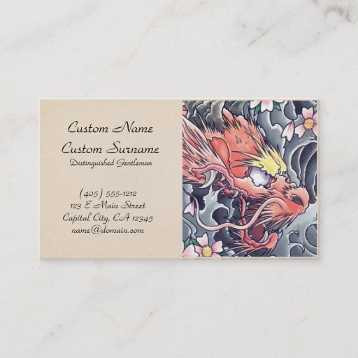 Customizable Cool oriental japanese dragon god tattoo business cards