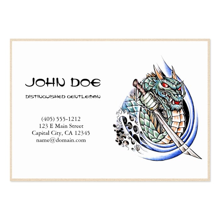 Cool oriental japanese dragon god tattoo business card template