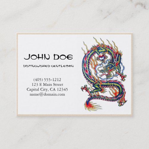 Cool oriental japanese dragon with orb tattoo business card