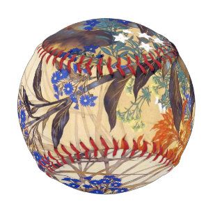 Cool oriental japanese flowers painting vibrant baseball