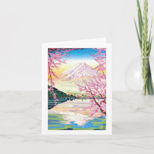 Cool oriental japanese Fuji spring cherry tree art Card (Front)