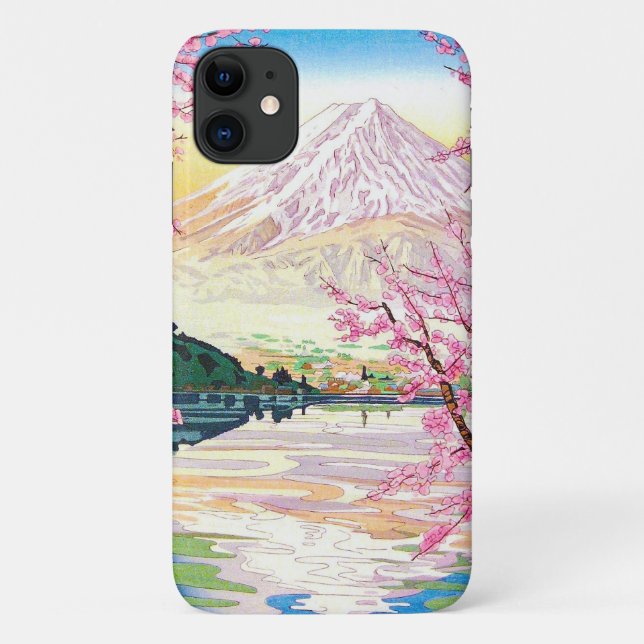 Cool oriental japanese Fuji spring cherry tree art Case-Mate iPhone Case (Back)