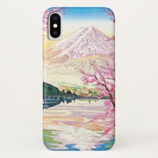 Cool oriental japanese Fuji spring cherry tree art iPhone X Case