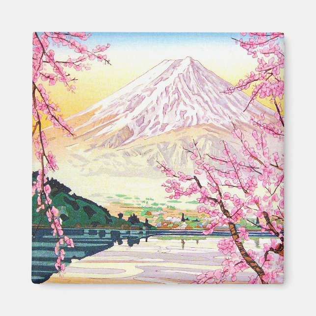 Cool oriental japanese Fuji spring cherry tree art Magnet (Front)