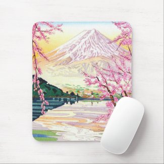 Cool oriental japanese Fuji spring cherry tree art Mouse Pad