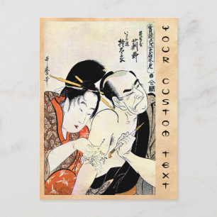 Cool Oriental Japanese Geisha Tattoo art Postcard