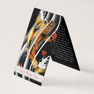 Cool oriental japanese Gold Lucky Koi Fish tattoo Business Card