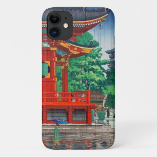 Cool oriental japanese hasui Kawase shrine in rain iPhone 11 Case