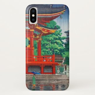 Cool oriental japanese hasui Kawase shrine in rain Case-Mate iPhone Case