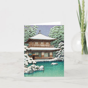 Cool oriental japanese Hasui Kawase winter scene Holiday Card