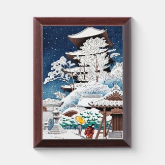 Cool oriental japanese hasui Kawase winter snow Award Plaque