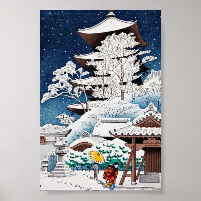 Cool oriental japanese hasui Kawase winter snow Poster (Front)