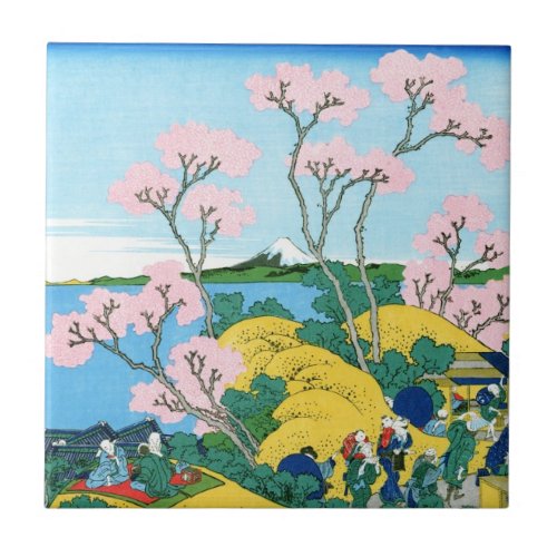 Cool oriental japanese Hokusai Fuji View landscape Ceramic Tile